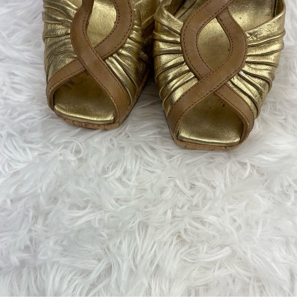 Prada Metallic Gold Leather Platform Sandals - Picture 3 of 10
